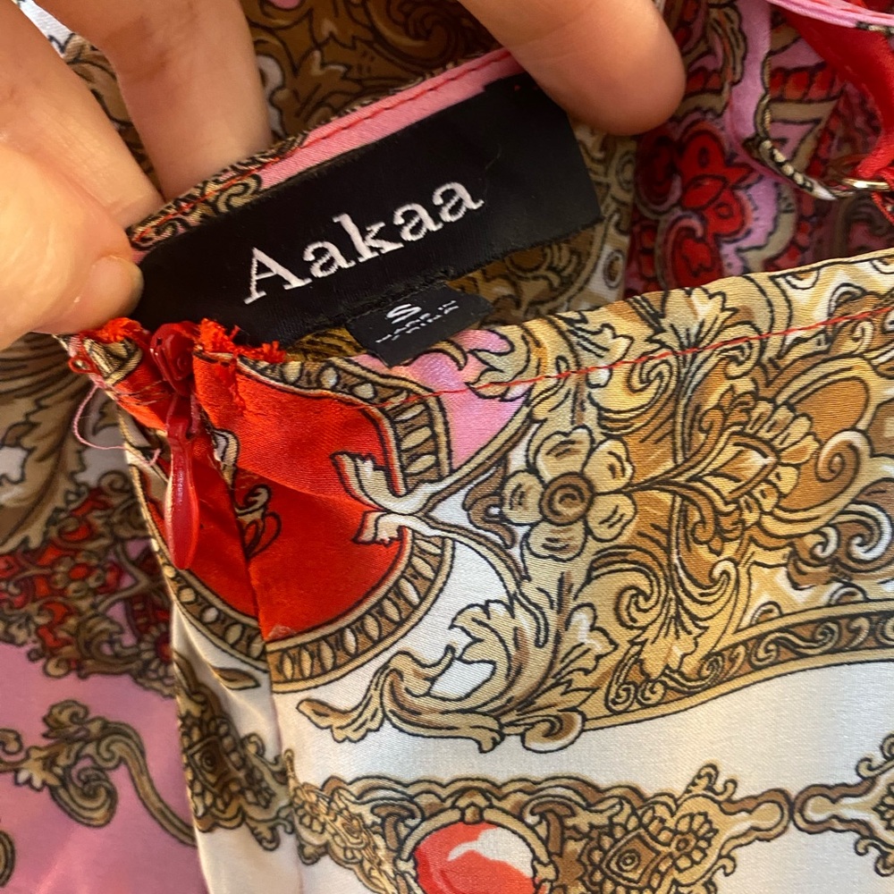 Aakaa Pink and Red Patterned Maxi Dress NWOT - Picture 6 of 6